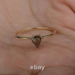 Kite Cut Salt & Pepper Diamond Ring Solid 14K Yellow Gold Solitaire Wedding Ring