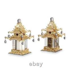 L'Objet H2099 Goldplate Spice Jewels Pagoda Salt & Pepper Shakers