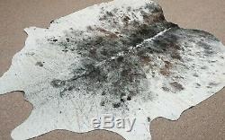 Large Brazilian Tricolor Salt and Pepper Cowhide rug 5.11x 5.4 ft -3027