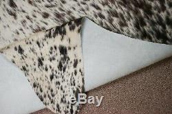 Large Brazilian Tricolor Salt and Pepper Cowhide rug 6.7x 4.11 ft -2993