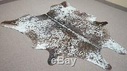 Large Brazilian salt and pepper Cowhide rug 6.7x 6.2 ft -3180