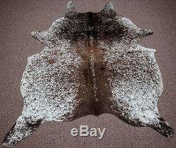 Large Brown Salt and pepper Cowhide rug 6.7 x 4.10ft -3307