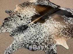 Large tricolor salt and pepper speckled cowhide rug size 82x81 inches AU-1202