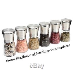 LauKingdom Salt and Pepper Grinder Set Brushed Stainless Steel Pepper Mill an