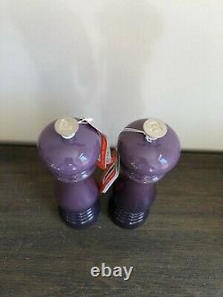 Le Creuset Cassis Purple Plum Salt & Pepper Mill Grinders NWT 20cm 7.8