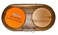 Le Creuset Teak Wood Salt & Pepper Mill Grinders With Tray Free Shipping