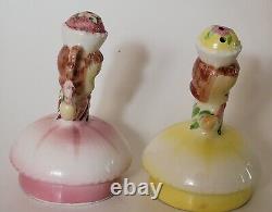 Lefton Girl Salt And Pepper Shakers 1950s Japan Cupcake girl Shakers kitschyrare