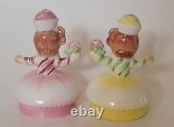 Lefton Girl Salt And Pepper Shakers 1950s Japan Cupcake girl Shakers kitschyrare
