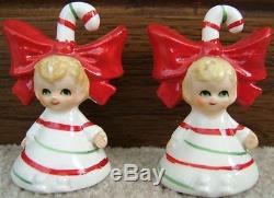 Lefton candy cane girls Christmas holiday salt and pepper shakers vintage 1960s