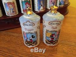 Lenox Disney Spice Jars -24 Spices In Orig. Coll. +Salt & Pepper -Wood Shelf