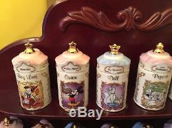 Lenox Disney Spice Jars -24 Spices In Orig. Coll. +Salt & Pepper -Wood Shelf