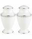 Lenox Pearl Platinum White Salt & Pepper Shaker Set Enamel Dots Modern USA NEW