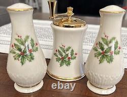 Lenox Sculpted Salt & Pepper Set & Pepper Grinder Holiday