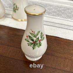 Lenox Sculpted Salt & Pepper Set & Pepper Grinder Holiday