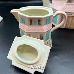Lenox Village Teapot, Creamer & Sugar, Salt & Pepper Shakers. Porcelain