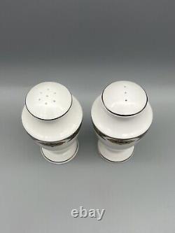 Lenox Vintage Jewel Salt & Pepper Shaker Set White China Gold Enameling USA