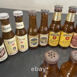 Lot Of 30 Vintage Beer Bottle Shakers Ruppert Bud Schlitz Blatz Salt And Pepper