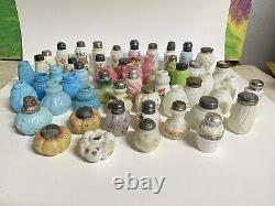 Lot Of 52 Antique Victorian Glass Salt Shakers Mt Washington Corn Wavecrest Etc