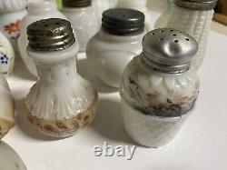 Lot Of 52 Antique Victorian Glass Salt Shakers Mt Washington Corn Wavecrest Etc