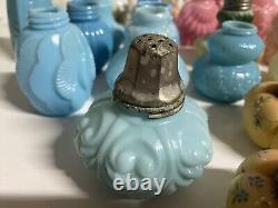 Lot Of 52 Antique Victorian Glass Salt Shakers Mt Washington Corn Wavecrest Etc