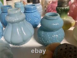 Lot Of 52 Antique Victorian Glass Salt Shakers Mt Washington Corn Wavecrest Etc