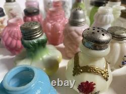 Lot Of 52 Antique Victorian Glass Salt Shakers Mt Washington Corn Wavecrest Etc