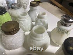 Lot Of 52 Antique Victorian Glass Salt Shakers Mt Washington Corn Wavecrest Etc