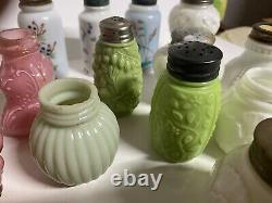 Lot Of 52 Antique Victorian Glass Salt Shakers Mt Washington Corn Wavecrest Etc