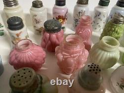 Lot Of 52 Antique Victorian Glass Salt Shakers Mt Washington Corn Wavecrest Etc