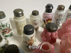 Lot Of 52 Antique Victorian Glass Salt Shakers Mt Washington Corn Wavecrest Etc