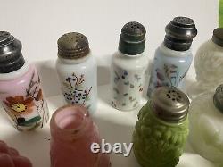 Lot Of 52 Antique Victorian Glass Salt Shakers Mt Washington Corn Wavecrest Etc