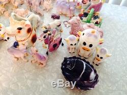 Lot Of Over 50 Cows Figurines Salt & Pepper Shakers Cream & Sugar All Pictured