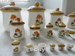 Lot of Vintage Sears Merry Mushroom Storage Jar cookie salt pepper gravy ceramic