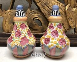 MACKENZIE-CHILDS Taylor Ceramic Salt & Pepper Shakers Cabbage Rose Not Used