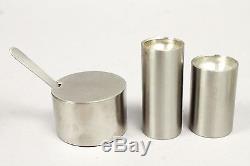 MCM Danish Arne Jacobsen Cylinda Stainless Salt Pepper Condiment Set in Orig Box