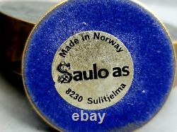MCM Salt Pepper Shakers Saulo Sulitjelma Norway Brass Stone Vintage 1970s