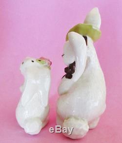 MOMMY & TOMMY KISSING RABBITS SALT and PEPPER SHAKERS CERAMIC ARTS STUDIO
