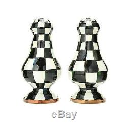 MacKenzie Childs BRAND NEW IN BOX COURTLY CHECK LARGE SET SALT & PEPPER SHAKERS