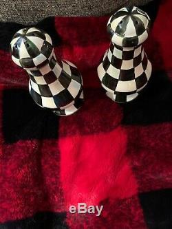 MacKenzie Childs Courtly Check Salt & Pepper Shakers Brand New Large Size