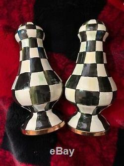 MacKenzie Childs Courtly Check Salt & Pepper Shakers Brand New Large Size
