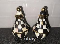 MacKenzie Childs Courtly Check Salt and Pepper Shakers Set 2014 Gold Lustre