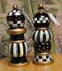 MacKenzie-Childs Courtly Check Wood Hand Painted Salt & Pepper Mill Set NEW 7