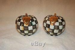 Mackenzie Childs Courtly Check Ceramic Apple Salt and Pepper Shaker SOLD OUT