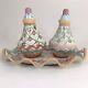 Mackenzie Childs Heather Salt Pepper Shakers Ruffled Under Plate Tray Vintage