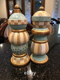 Mackenzie Childs Parchment Check Salt And Pepper Mill New With Tags