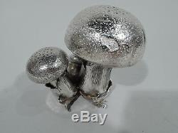 Mario Buccellati Salt & Pepper Shakers Mushroom Pair Italian Sterling Silver