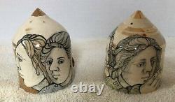 Mary Lou Higgins salt and pepper shakers with painted faces