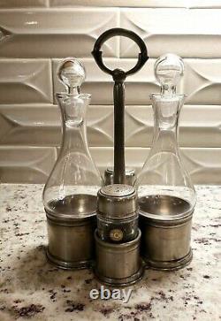Match Pewter Oil and Vinegar Salt and Pepper Caddy Never Used