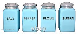 McKee Chalaine Blue SCARCE 4 Piece Shaker Set- Salt, Pepper, Sugar and Flour