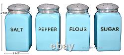 McKee Chalaine Blue SCARCE 4 Piece Shaker Set- Salt, Pepper, Sugar and Flour